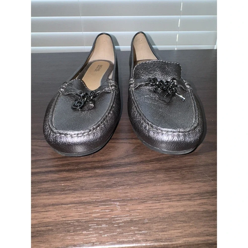 Michael Kors Loafers Womens‎ 9M Suki Lock Charm Moccasin Gunmetal Gray Flat Shoe